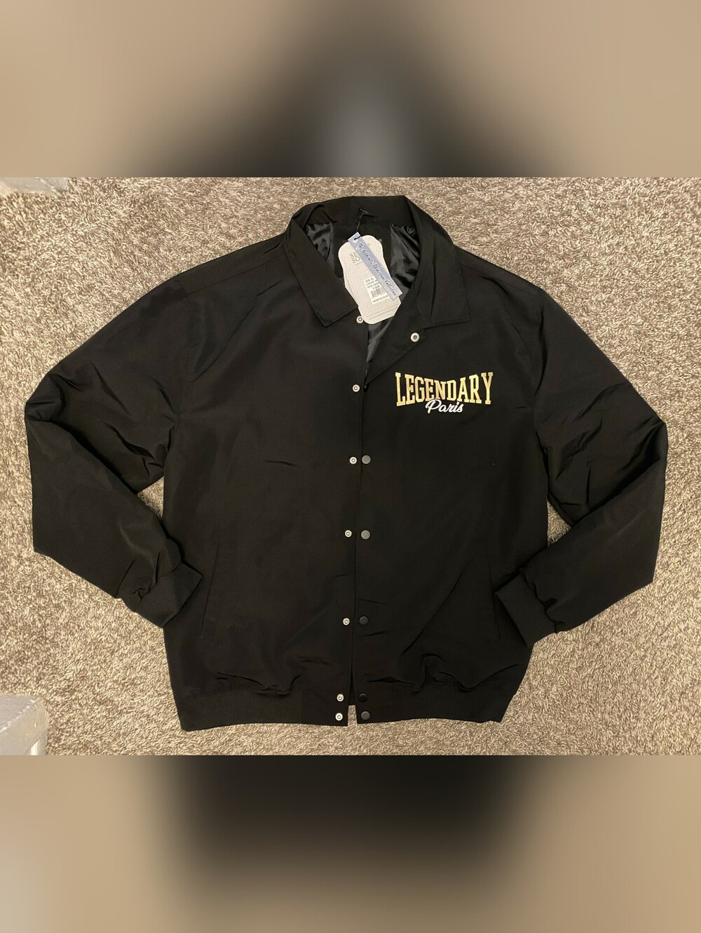 Seven Souls New York Rhinestone Legend Paris Men’s Black Coaches Jacket Size XL